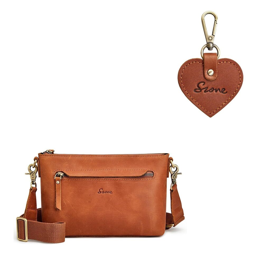 5057 Leather Crossbody Bag with Cute Keychain